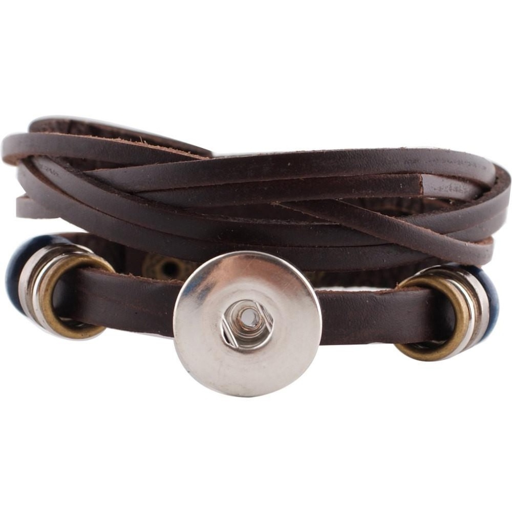 Snap Button Jewelry Braided Leather Bracelet